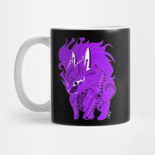 esquilax rabbit hunger of fire ecopop kaiju beast art in black purple Mug